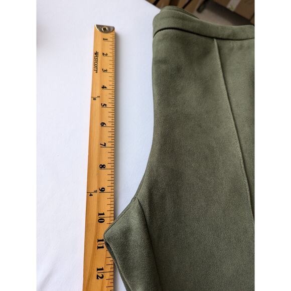 Vince Camuto Faux Suede Pants Womens Size Small Pine Forest Green Pull-On Seam - Picture 8 of 9
